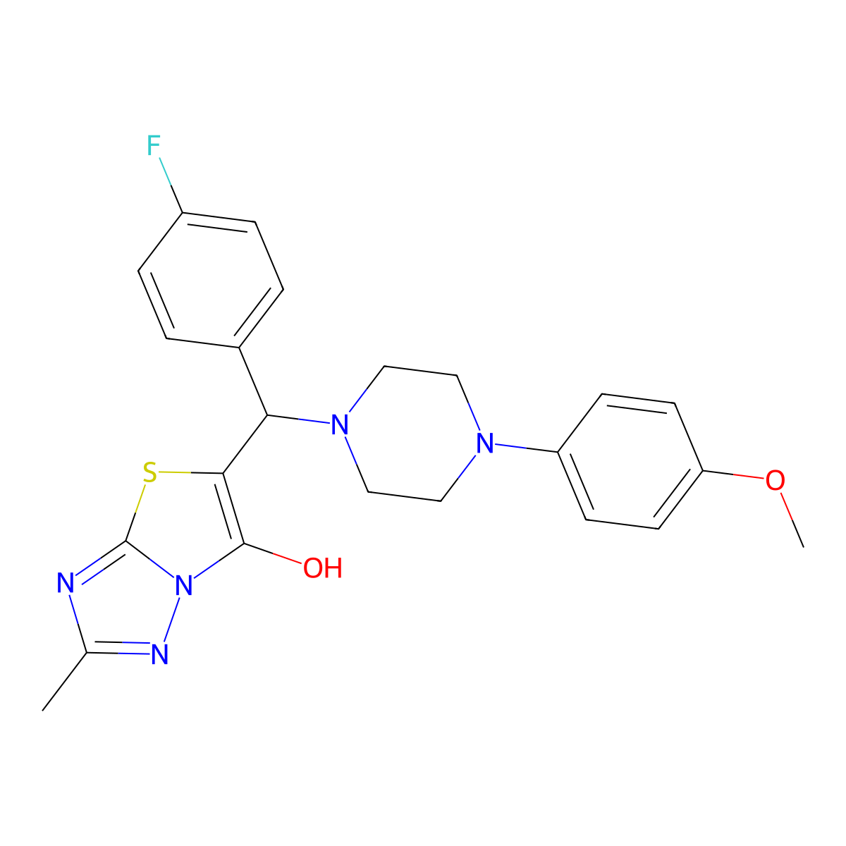 5-((4-Fluorophenyl)(4-(4-methoxyphenyl)piperazin-1-yl)methyl)-2-methylthiazolo[3,2-b][1,2,4]triazol-6-ol molecular structure, CAS 851810-84-9