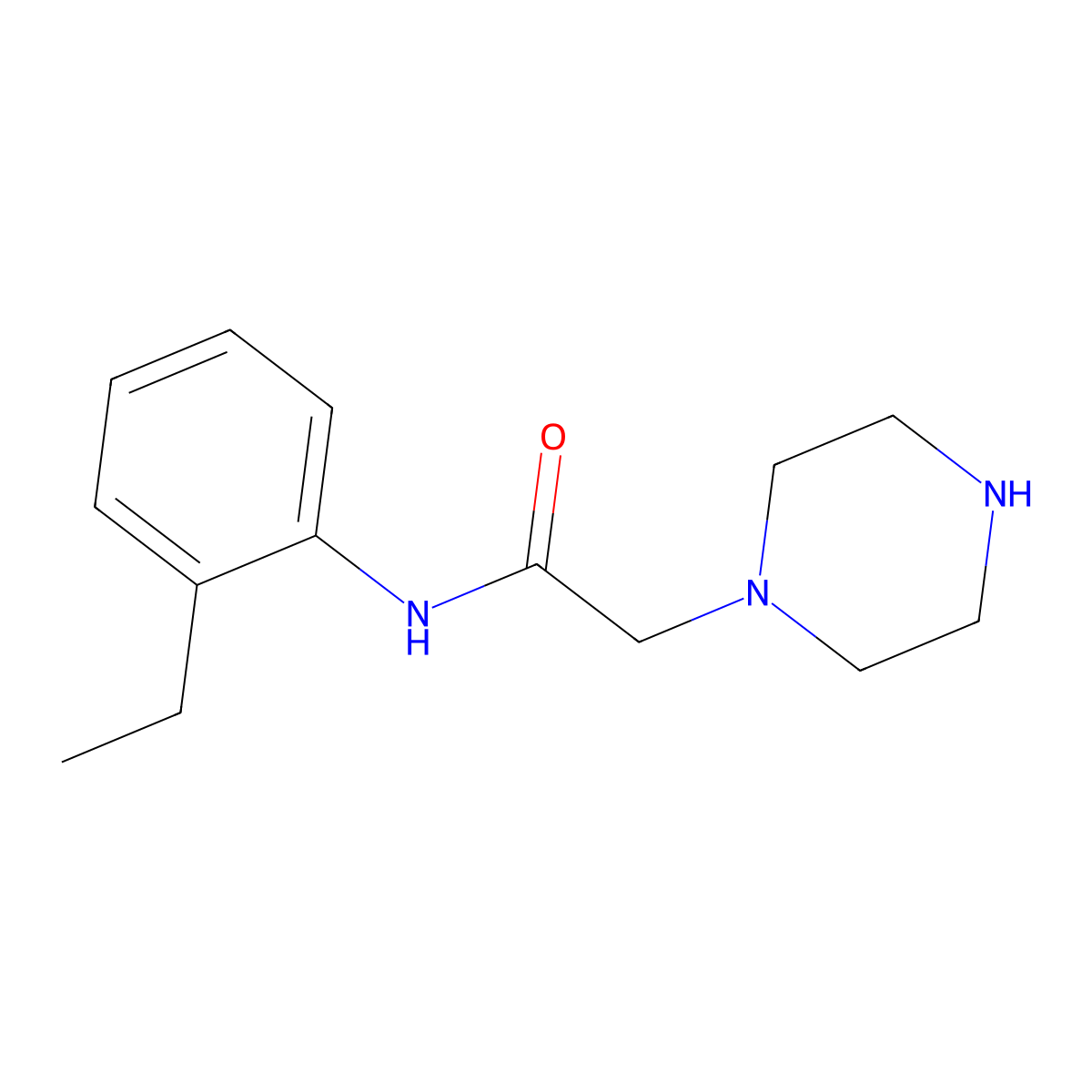 N-(2-ethylphenyl)-2-(piperazin-1-yl)acetamide molecular structure, CAS 851814-16-9