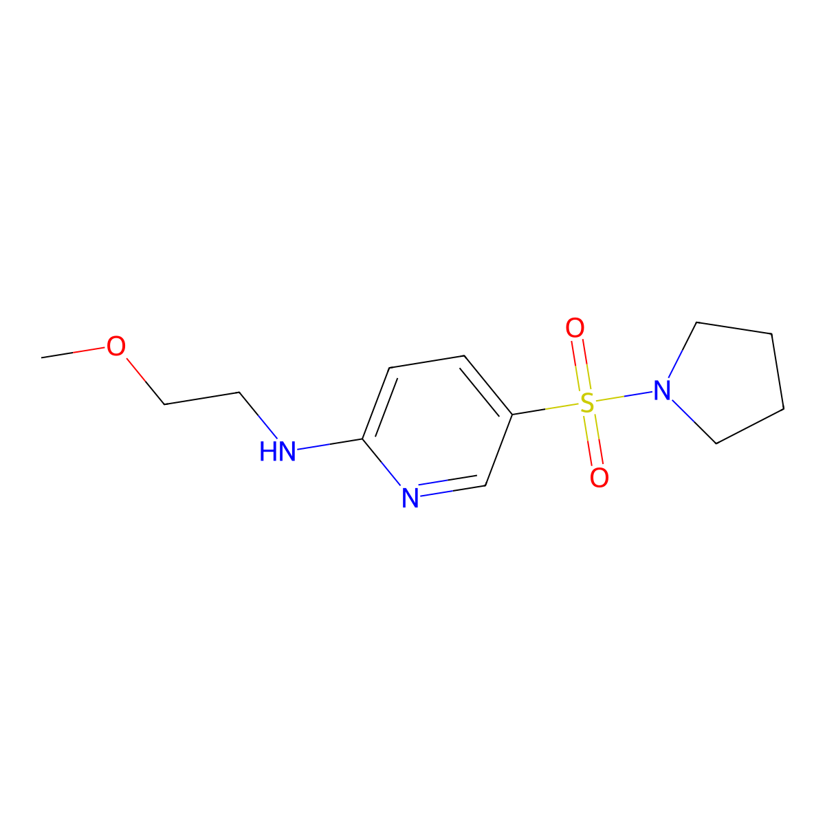 2-[(2-Methoxyethyl)amino]-5-(pyrrolidinylsulfonyl)pyridine molecular structure, CAS 851818-48-9