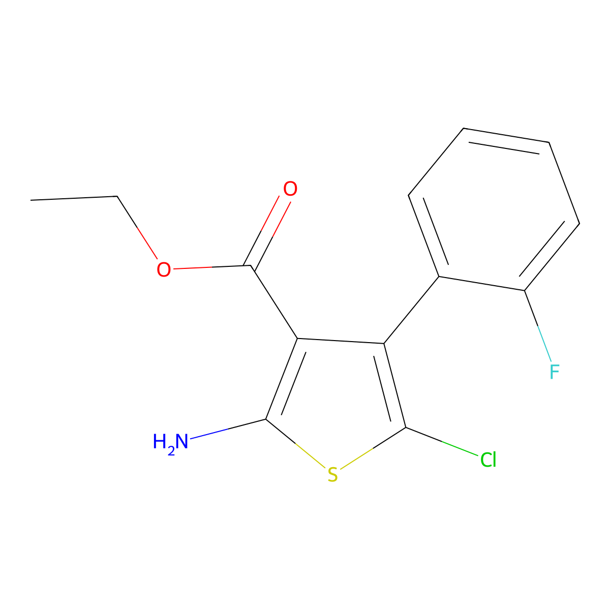 Ethyl 2-amino-5-chloro-4-(2-fluorophenyl)thiophene-3-carboxylate molecular structure, CAS 851853-04-8