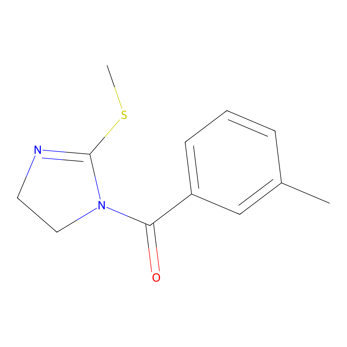 (2-(methylthio)-4,5-dihydro-1H-imidazol-1-yl)(m-tolyl)methanone molecular structure, CAS 851863-04-2