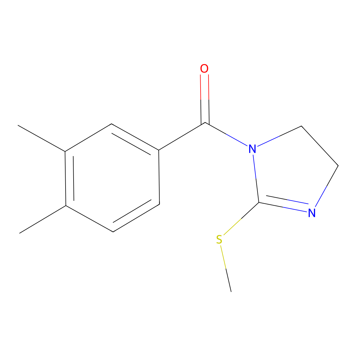 (3,4-Dimethylphenyl)-(2-methylsulfanyl-4,5-dihydroimidazol-1-yl)methanone molecular structure, CAS 851863-07-5
