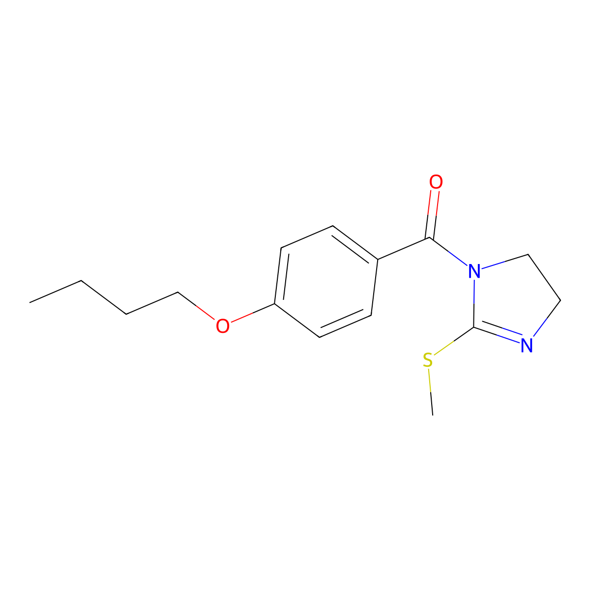 (4-butoxyphenyl)(2-(methylthio)-4,5-dihydro-1H-imidazol-1-yl)methanone molecular structure, CAS 851863-13-3