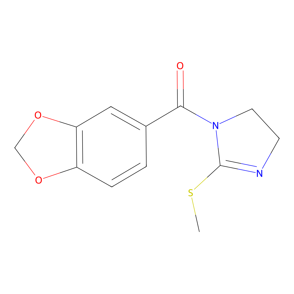 benzo[d][1,3]dioxol-5-yl(2-(methylthio)-4,5-dihydro-1H-imidazol-1-yl)methanone molecular structure, CAS 851863-18-8