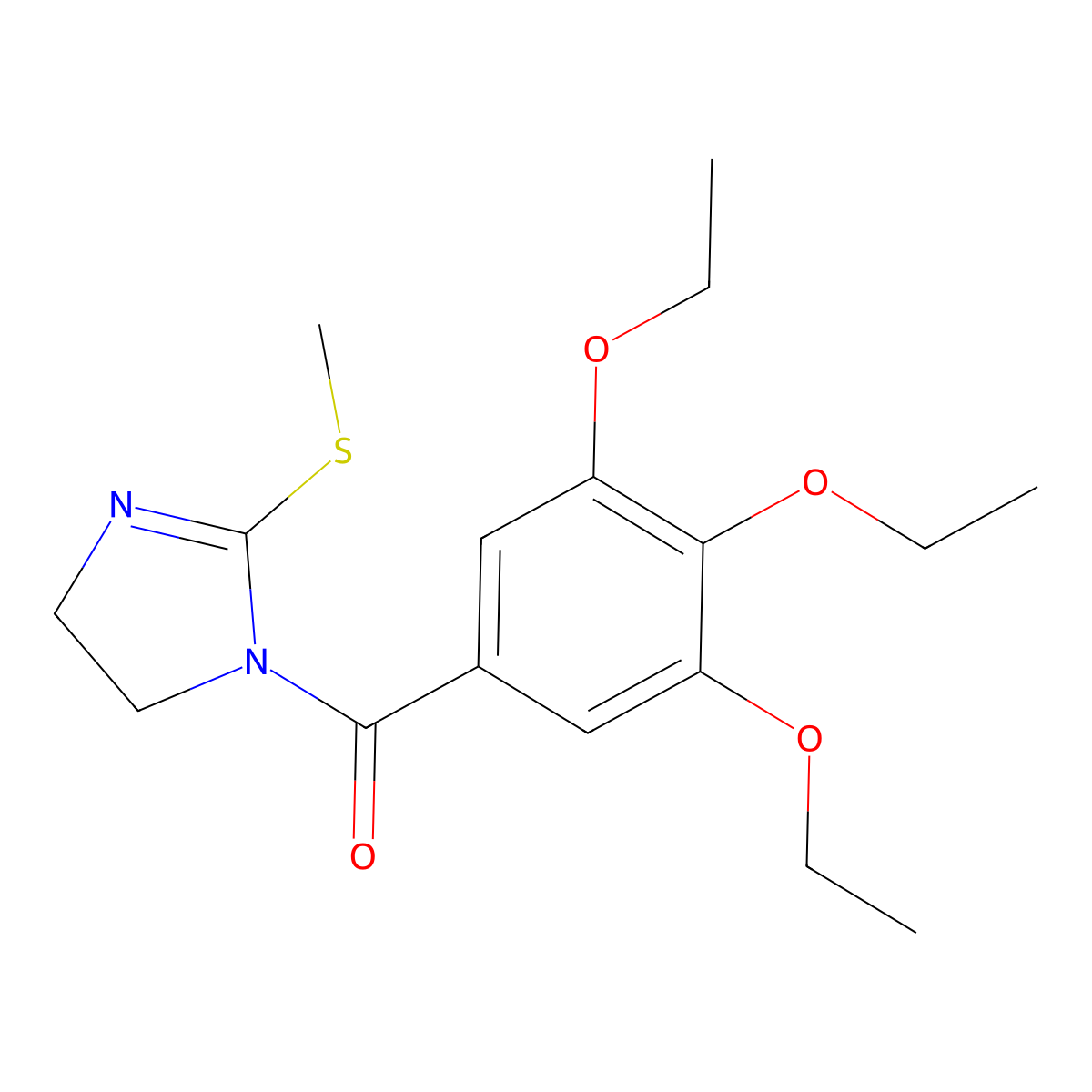 (2-(methylthio)-4,5-dihydro-1H-imidazol-1-yl)(3,4,5-triethoxyphenyl)methanone molecular structure, CAS 851863-21-3