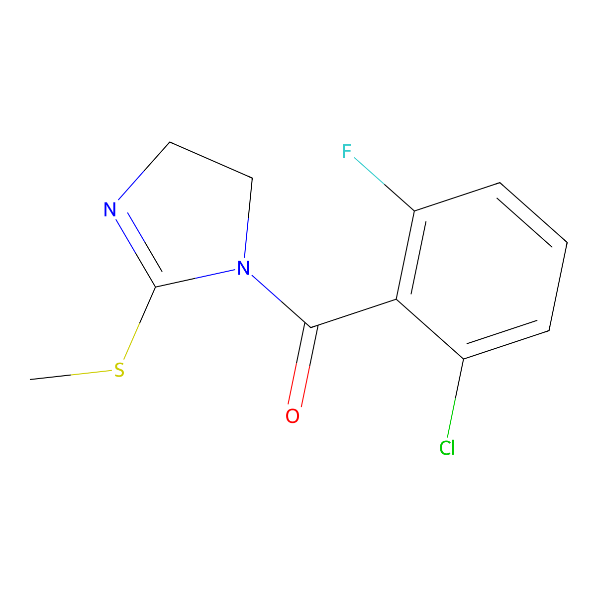 (2-chloro-6-fluorophenyl)(2-(methylthio)-4,5-dihydro-1H-imidazol-1-yl)methanone molecular structure, CAS 851863-30-4