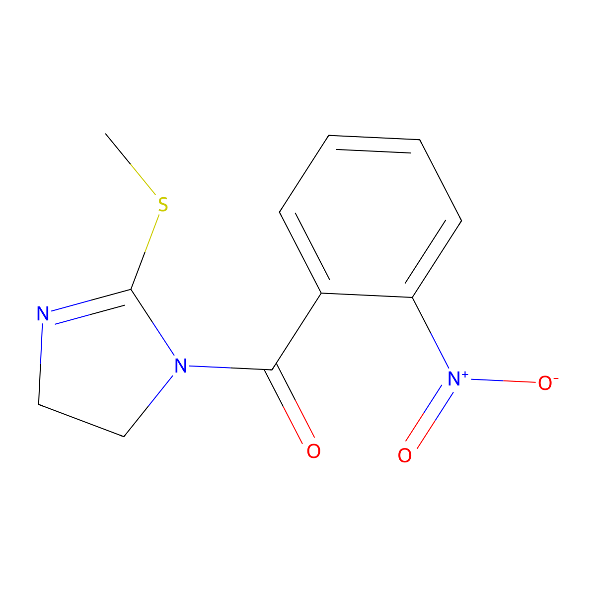 (2-(methylthio)-4,5-dihydro-1H-imidazol-1-yl)(2-nitrophenyl)methanone molecular structure, CAS 851863-32-6