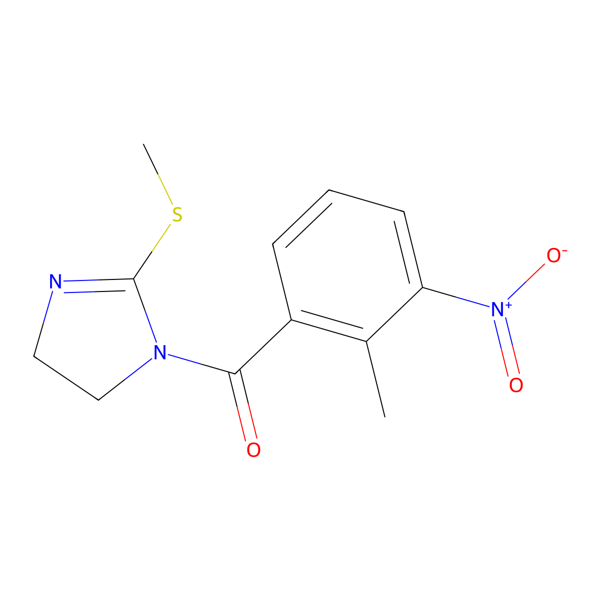 (2-methyl-3-nitrophenyl)(2-(methylthio)-4,5-dihydro-1H-imidazol-1-yl)methanone molecular structure, CAS 851863-35-9
