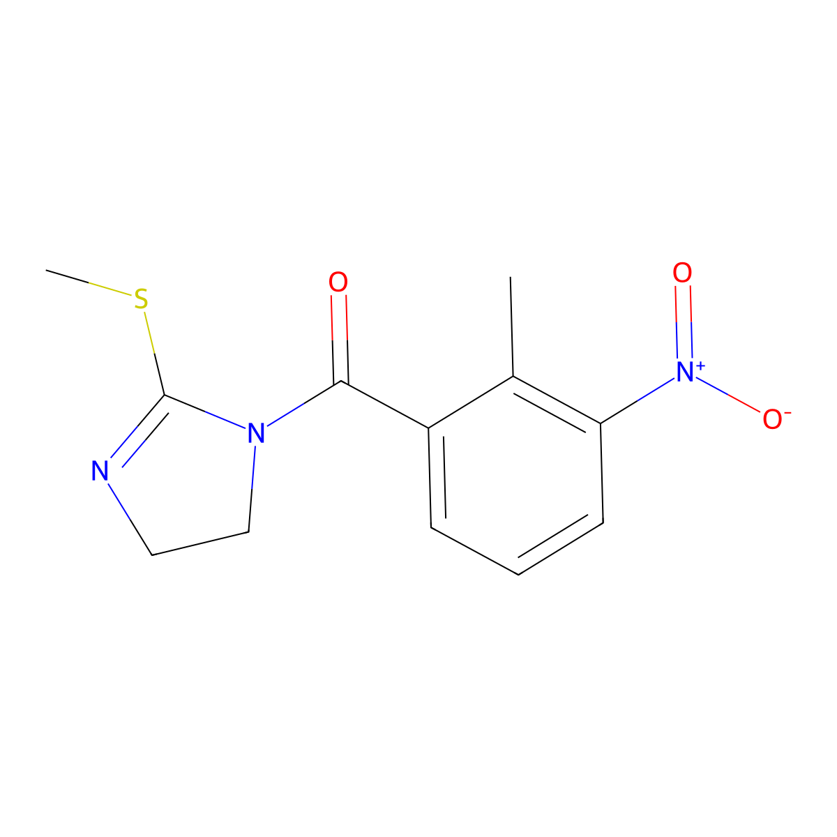 (2-methyl-3-nitrophenyl)(2-(methylthio)-4,5-dihydro-1H-imidazol-1-yl)methanone molecular structure, CAS 851863-35-9