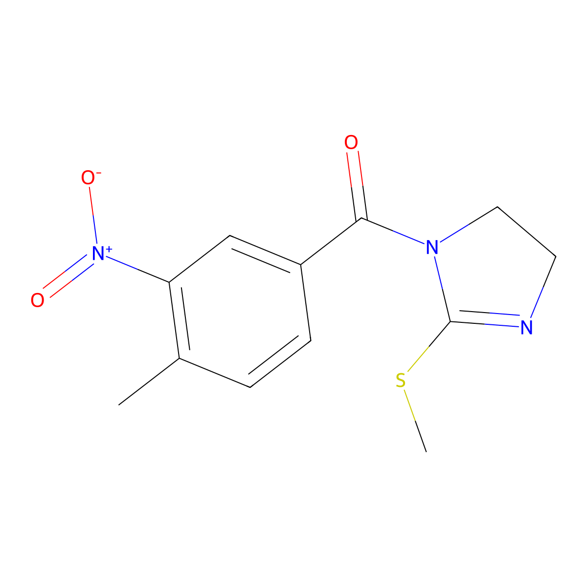 (4-methyl-3-nitrophenyl)(2-(methylthio)-4,5-dihydro-1H-imidazol-1-yl)methanone molecular structure, CAS 851863-36-0
