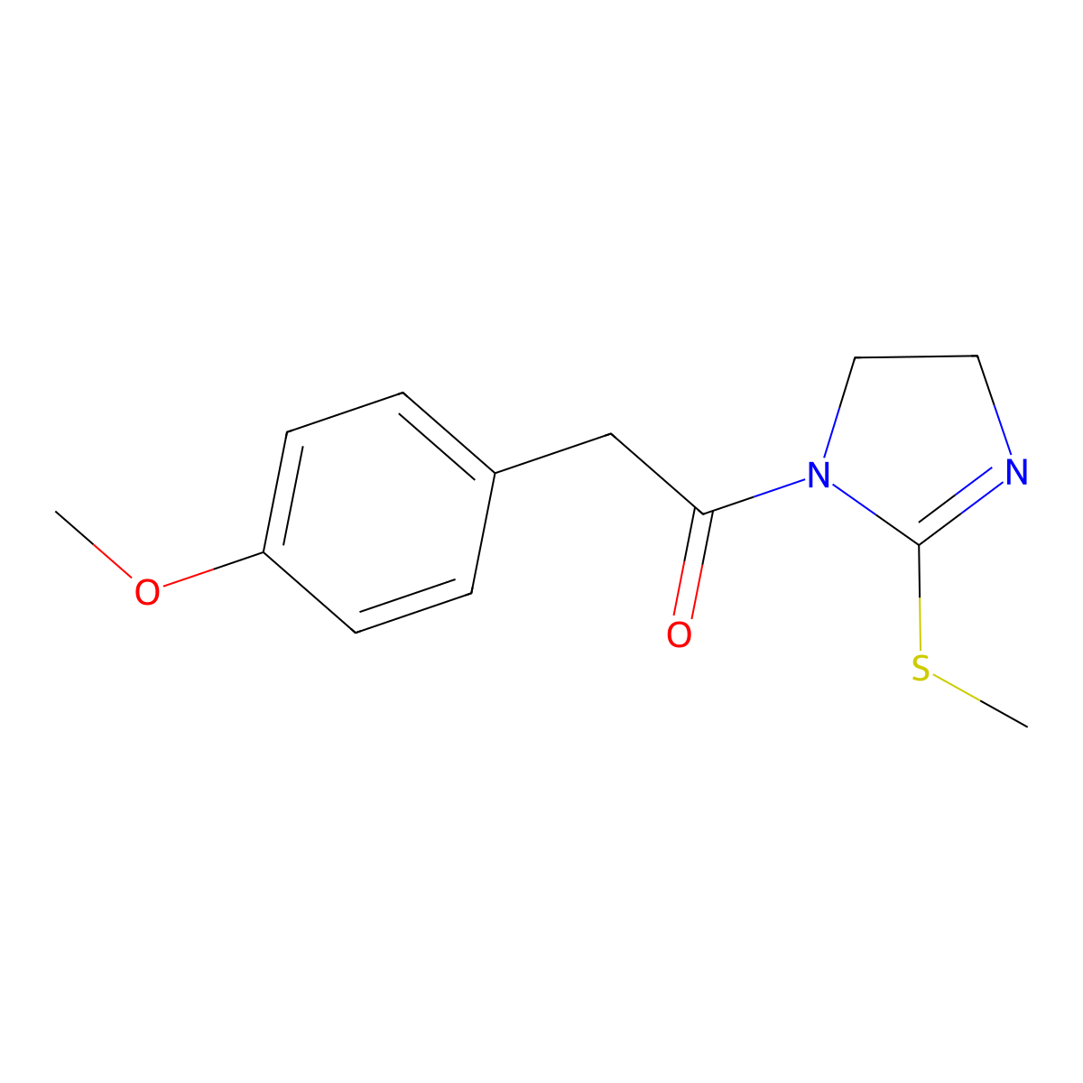 2-(4-Methoxyphenyl)-1-(2-methylsulfanyl-4,5-dihydroimidazol-1-yl)ethanone molecular structure, CAS 851863-48-4