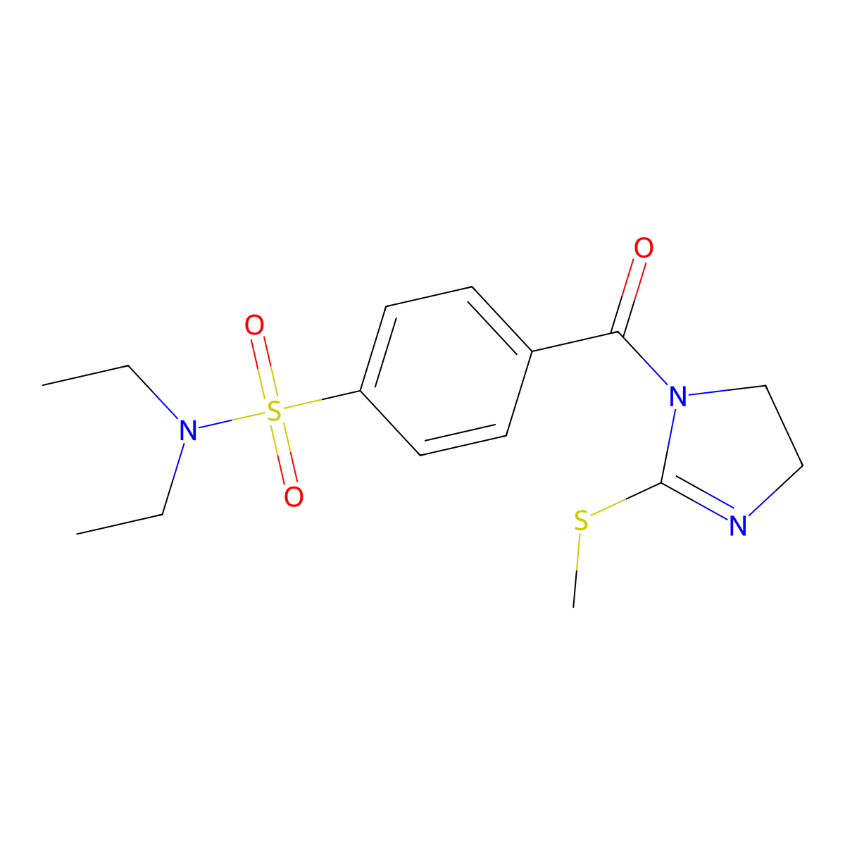 N,N-diethyl-4-(2-(methylthio)-4,5-dihydro-1H-imidazole-1-carbonyl)benzenesulfonamide molecular structure, CAS 851863-57-5