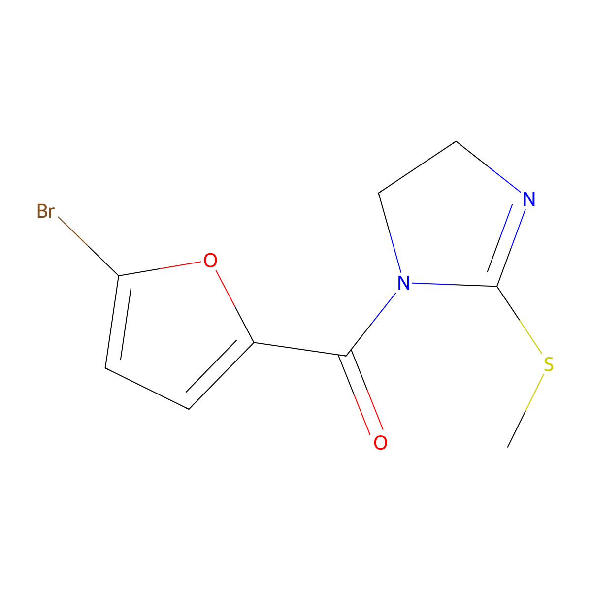 (5-bromofuran-2-yl)(2-(methylthio)-4,5-dihydro-1H-imidazol-1-yl)methanone molecular structure, CAS 851863-62-2