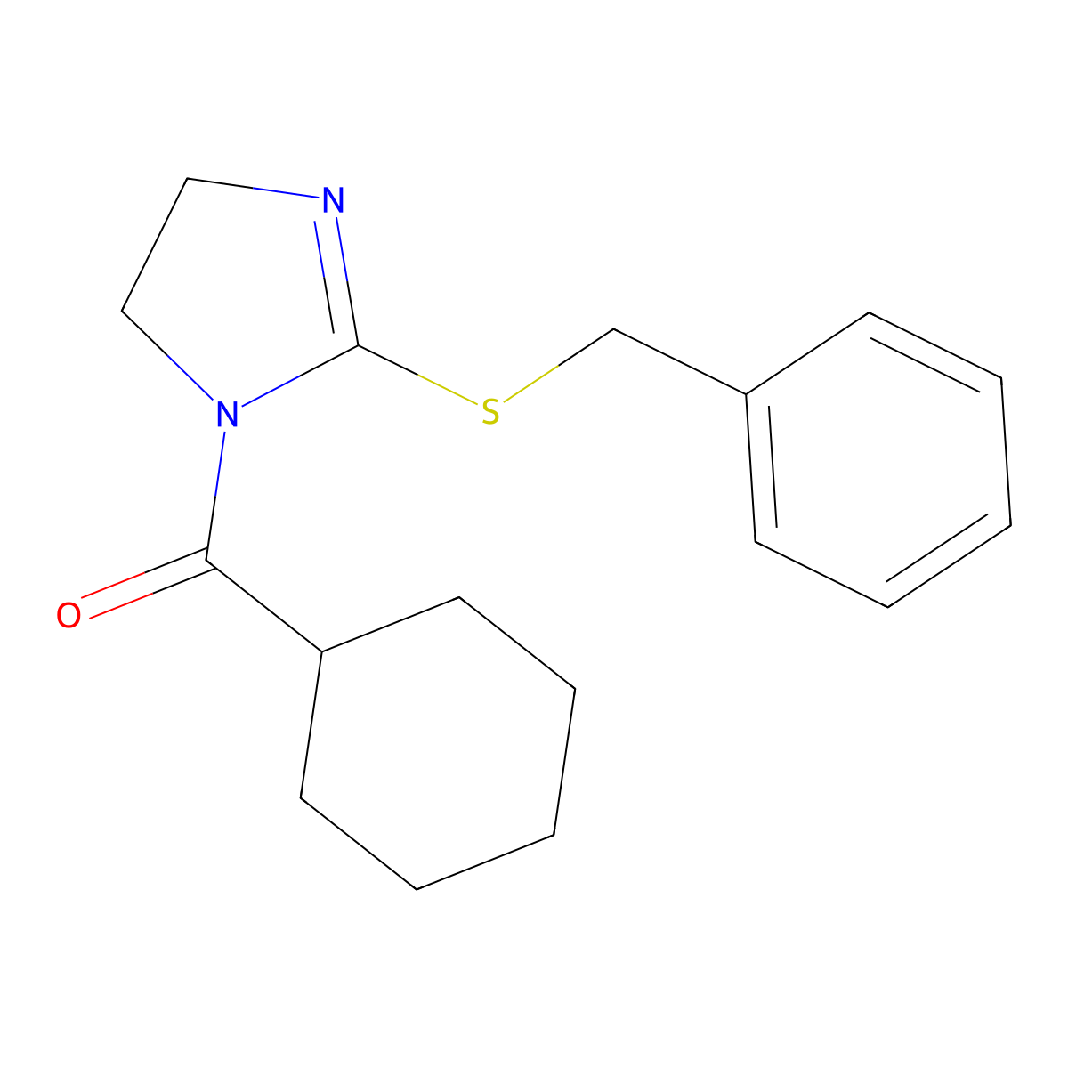 (2-(benzylthio)-4,5-dihydro-1H-imidazol-1-yl)(cyclohexyl)methanone molecular structure, CAS 851863-68-8