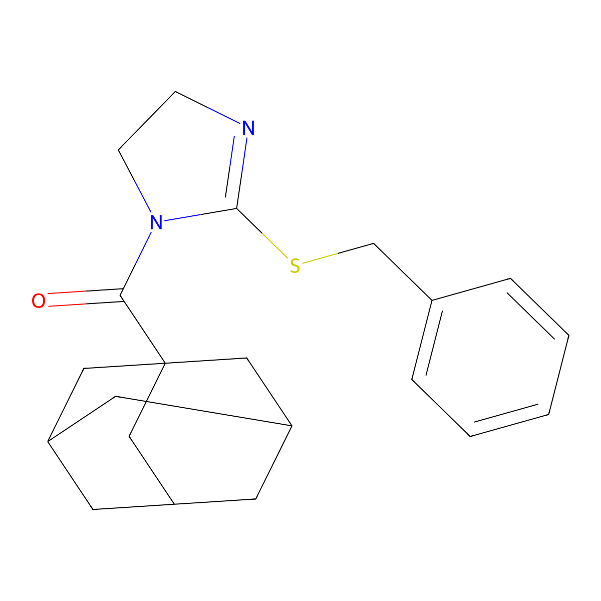 1-Adamantyl-(2-benzylsulfanyl-4,5-dihydroimidazol-1-yl)methanone molecular structure, CAS 851863-69-9