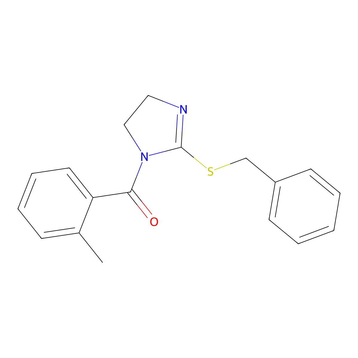 (2-(benzylthio)-4,5-dihydro-1H-imidazol-1-yl)(o-tolyl)methanone molecular structure, CAS 851863-70-2