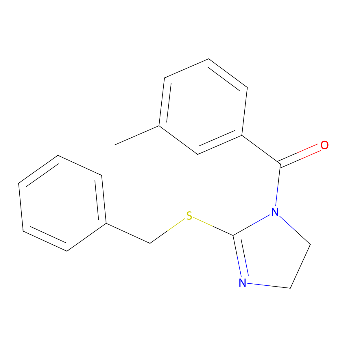 (2-(benzylthio)-4,5-dihydro-1H-imidazol-1-yl)(m-tolyl)methanone molecular structure, CAS 851863-71-3