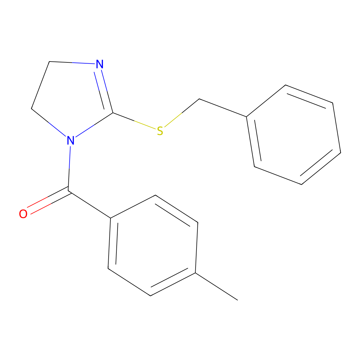 (2-Benzylsulfanyl-4,5-dihydroimidazol-1-yl)-(4-methylphenyl)methanone molecular structure, CAS 851863-72-4