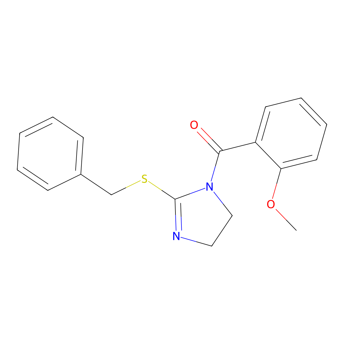 (2-(benzylthio)-4,5-dihydro-1H-imidazol-1-yl)(2-methoxyphenyl)methanone molecular structure, CAS 851863-75-7