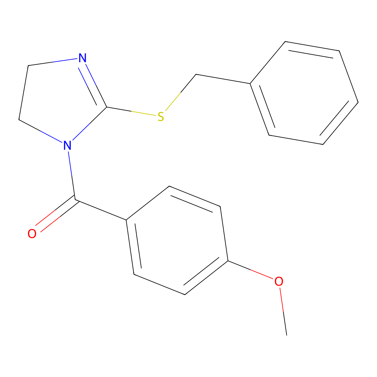 (2-(benzylthio)-4,5-dihydro-1H-imidazol-1-yl)(4-methoxyphenyl)methanone molecular structure, CAS 851863-77-9