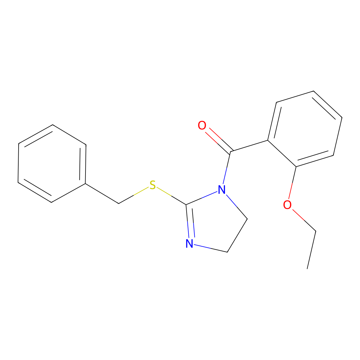 (2-(benzylthio)-4,5-dihydro-1H-imidazol-1-yl)(2-ethoxyphenyl)methanone molecular structure, CAS 851863-78-0