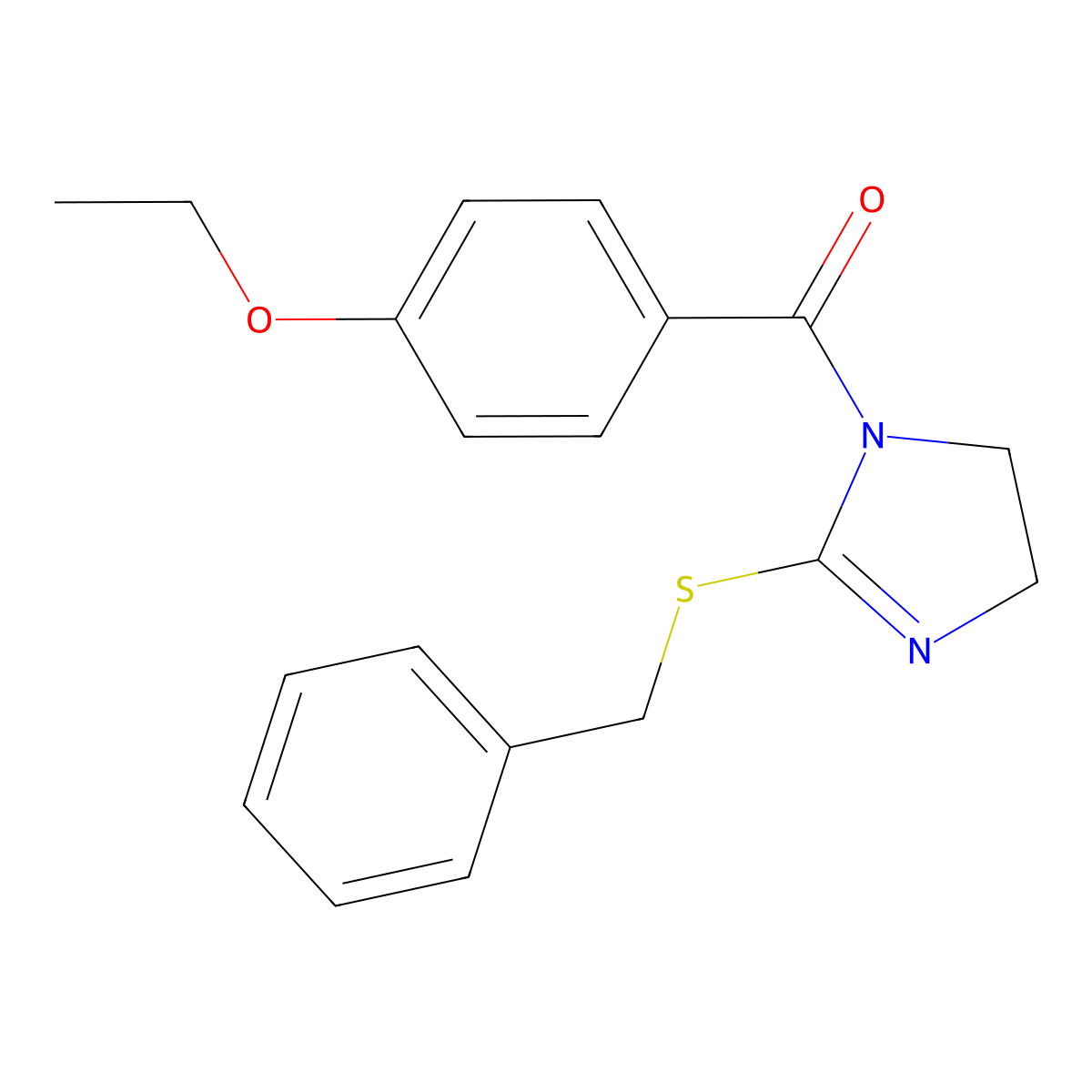 (2-(benzylthio)-4,5-dihydro-1H-imidazol-1-yl)(4-ethoxyphenyl)methanone molecular structure, CAS 851863-79-1