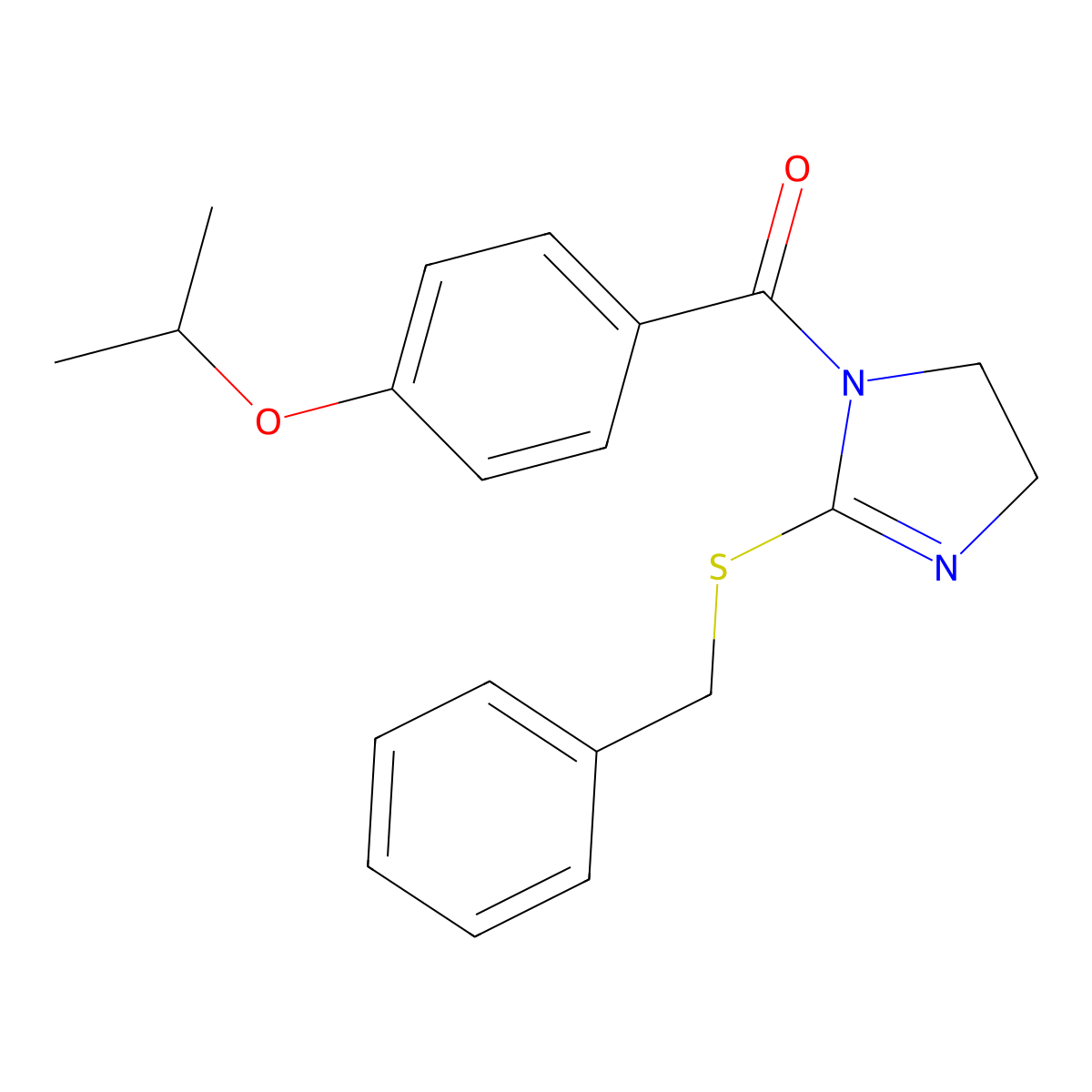 (2-(benzylthio)-4,5-dihydro-1H-imidazol-1-yl)(4-isopropoxyphenyl)methanone molecular structure, CAS 851863-80-4