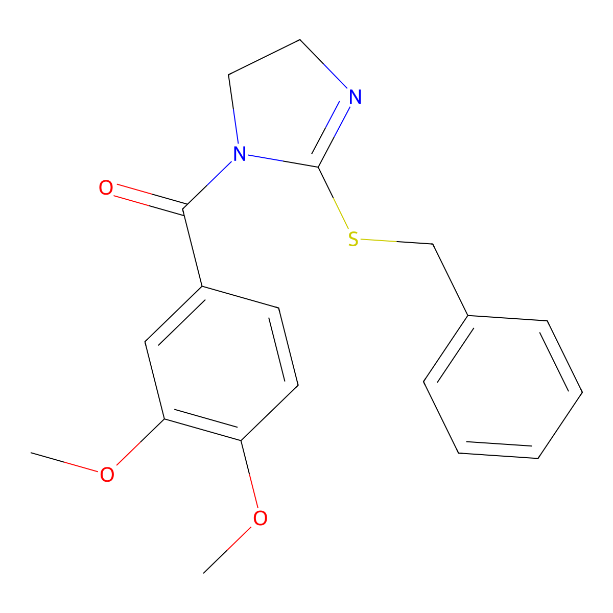 (2-Benzylsulfanyl-4,5-dihydroimidazol-1-yl)-(3,4-dimethoxyphenyl)methanone molecular structure, CAS 851863-82-6
