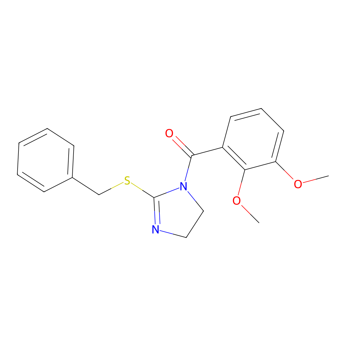 (2-(benzylthio)-4,5-dihydro-1H-imidazol-1-yl)(2,3-dimethoxyphenyl)methanone molecular structure, CAS 851863-83-7