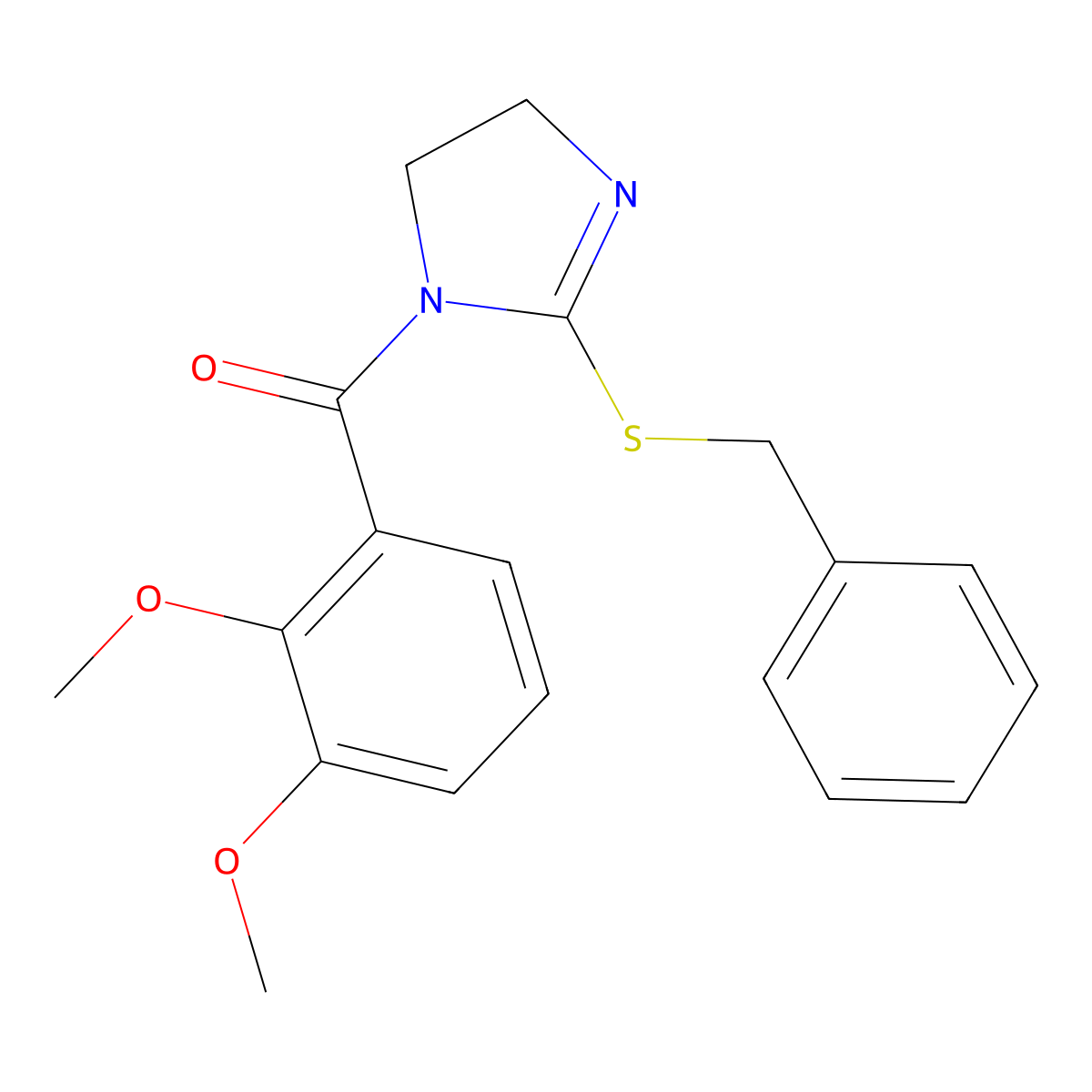 (2-(benzylthio)-4,5-dihydro-1H-imidazol-1-yl)(2,3-dimethoxyphenyl)methanone molecular structure, CAS 851863-83-7