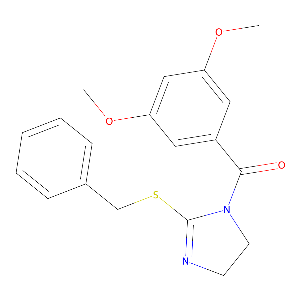 (2-Benzylsulfanyl-4,5-dihydroimidazol-1-yl)-(3,5-dimethoxyphenyl)methanone molecular structure, CAS 851863-84-8