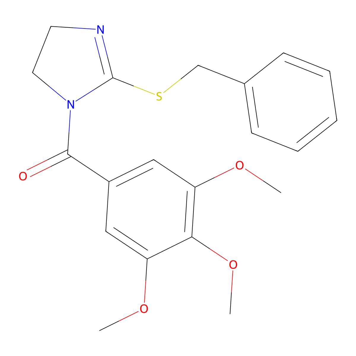 (2-(benzylthio)-4,5-dihydro-1H-imidazol-1-yl)(3,4,5-trimethoxyphenyl)methanone molecular structure, CAS 851863-87-1