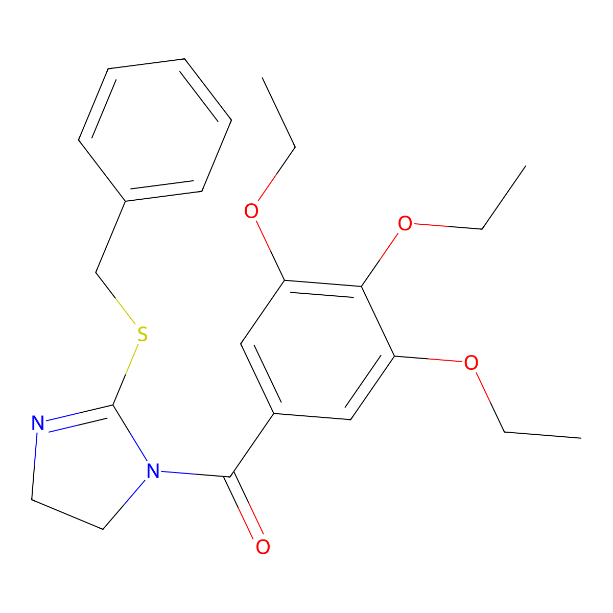 (2-Benzylsulfanyl-4,5-dihydroimidazol-1-yl)-(3,4,5-triethoxyphenyl)methanone molecular structure, CAS 851863-88-2