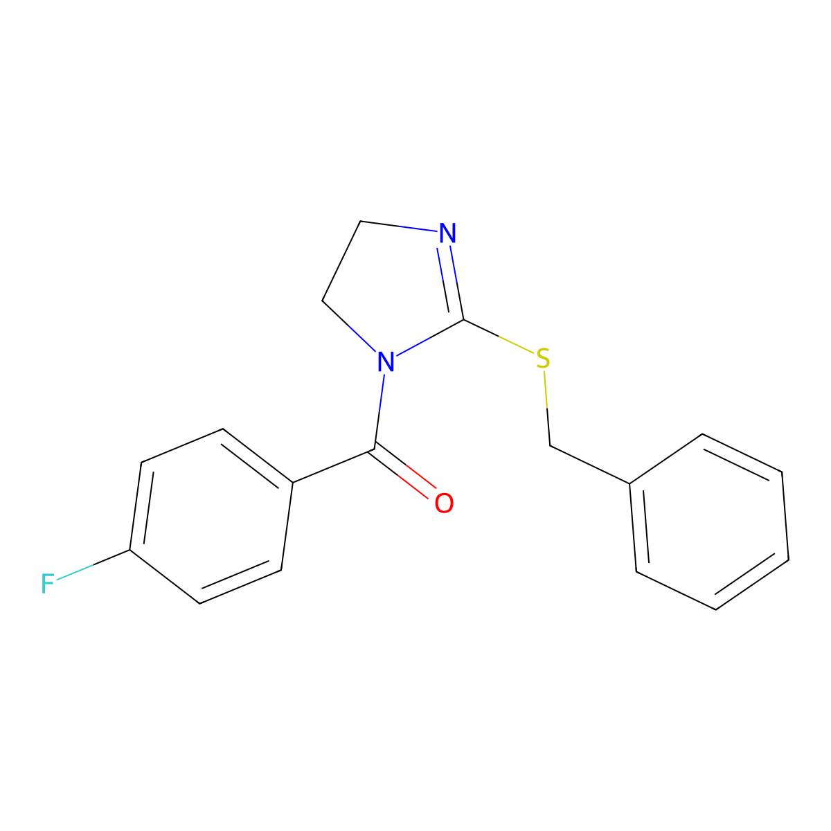 (2-(benzylthio)-4,5-dihydro-1H-imidazol-1-yl)(4-fluorophenyl)methanone molecular structure, CAS 851863-91-7