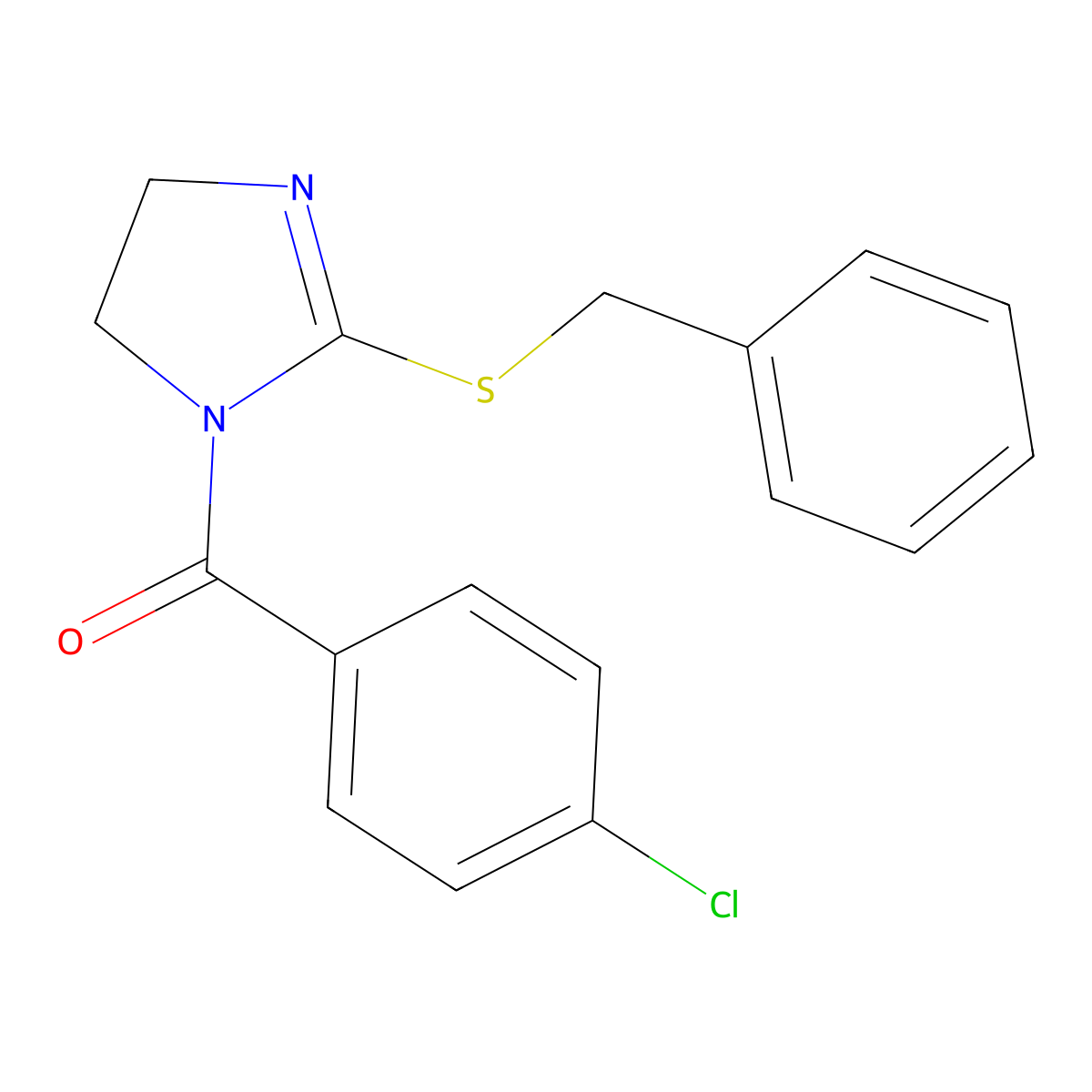 (2-Benzylsulfanyl-4,5-dihydroimidazol-1-yl)-(4-chlorophenyl)methanone molecular structure, CAS 851863-94-0