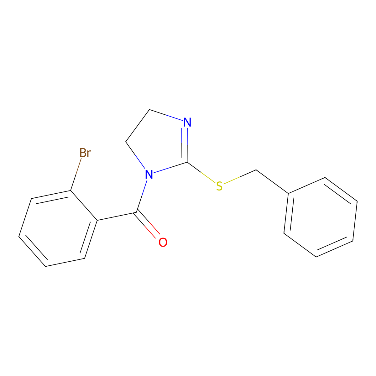 (2-(benzylthio)-4,5-dihydro-1H-imidazol-1-yl)(2-bromophenyl)methanone molecular structure, CAS 851863-96-2