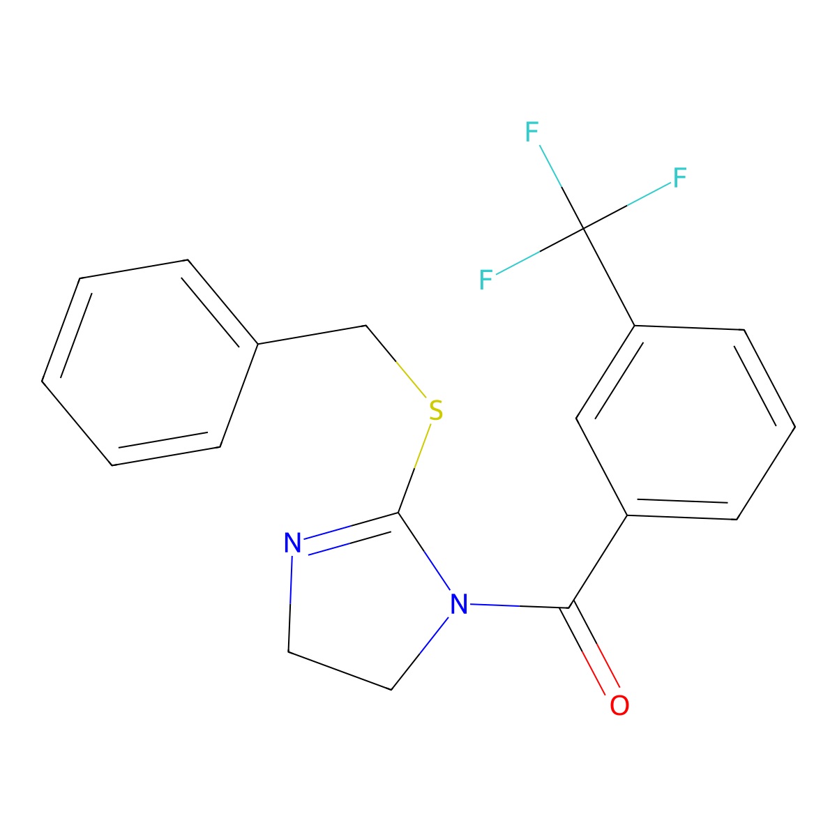 (2-Benzylsulfanyl-4,5-dihydroimidazol-1-yl)-[3-(trifluoromethyl)phenyl]methanone molecular structure, CAS 851864-20-5