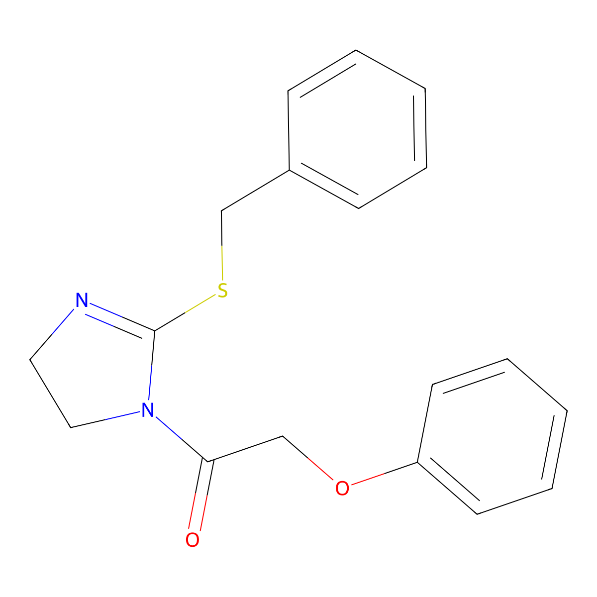 1-(2-Benzylsulfanyl-4,5-dihydroimidazol-1-yl)-2-phenoxyethanone molecular structure, CAS 851864-24-9