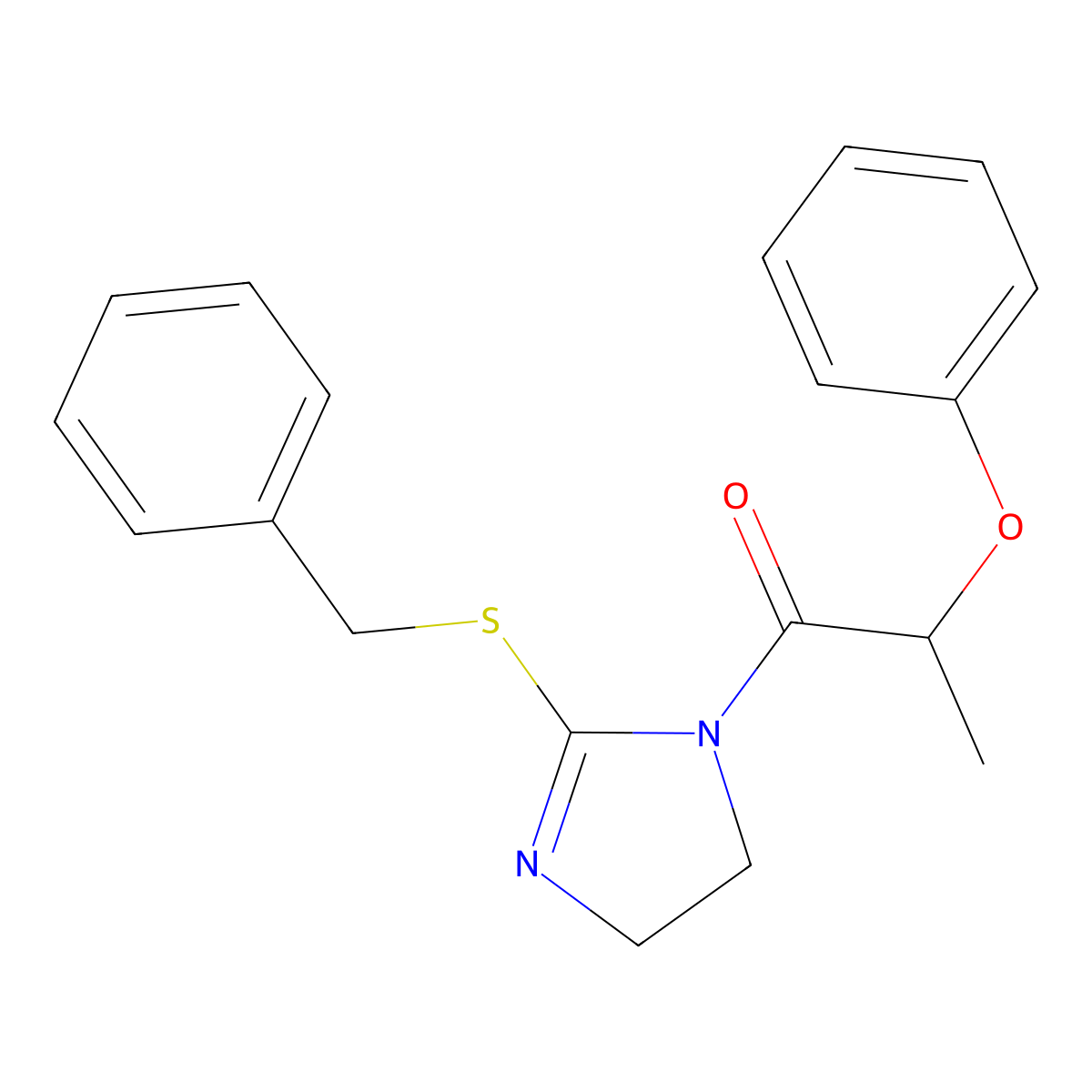 1-(2-Benzylsulfanyl-4,5-dihydroimidazol-1-yl)-2-phenoxypropan-1-one molecular structure, CAS 851864-28-3