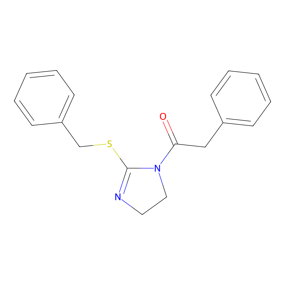 1-(2-Benzylsulfanyl-4,5-dihydroimidazol-1-yl)-2-phenylethanone molecular structure, CAS 851864-32-9