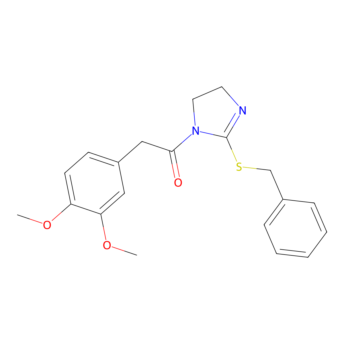 1-(2-Benzylsulfanyl-4,5-dihydroimidazol-1-yl)-2-(3,4-dimethoxyphenyl)ethanone molecular structure, CAS 851864-36-3