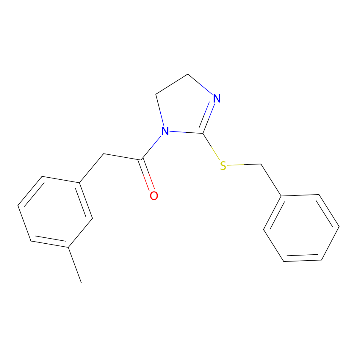 1-(2-Benzylsulfanyl-4,5-dihydroimidazol-1-yl)-2-(3-methylphenyl)ethanone molecular structure, CAS 851864-46-5
