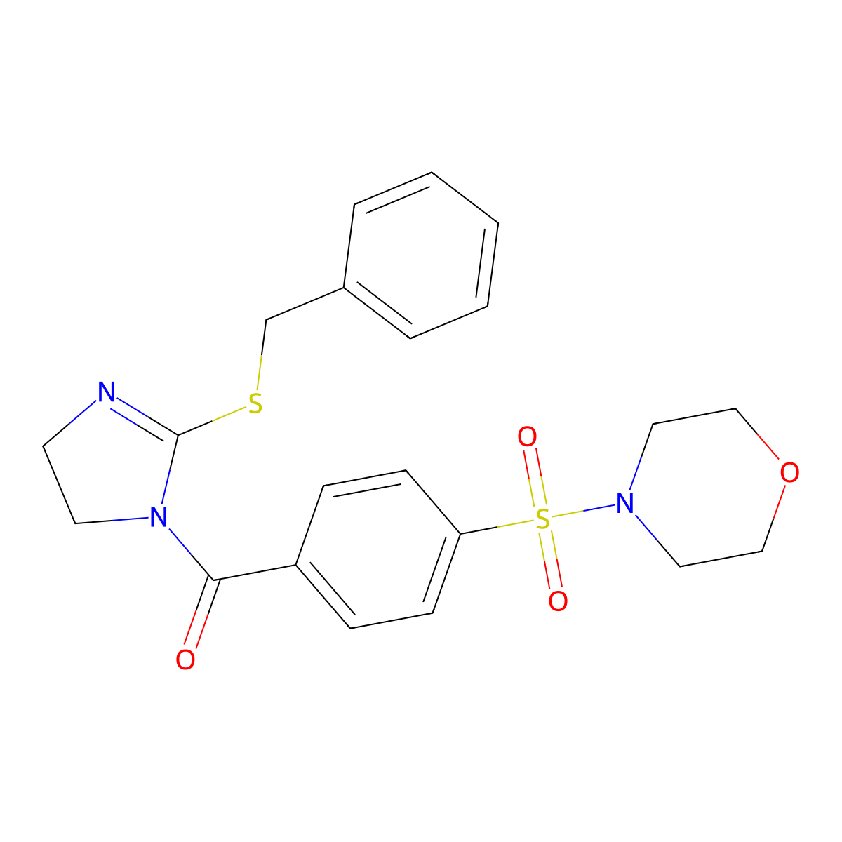 (2-Benzylsulfanyl-4,5-dihydroimidazol-1-yl)-(4-morpholin-4-ylsulfonylphenyl)methanone molecular structure, CAS 851864-58-9