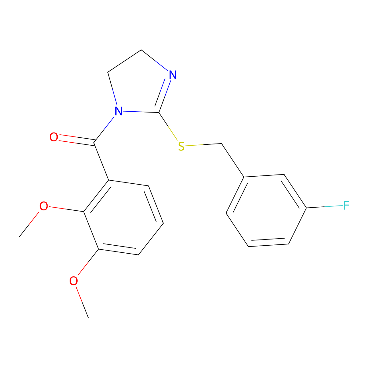 (2,3-Dimethoxyphenyl)-[2-[(3-fluorophenyl)methylsulfanyl]-4,5-dihydroimidazol-1-yl]methanone molecular structure, CAS 851864-98-7