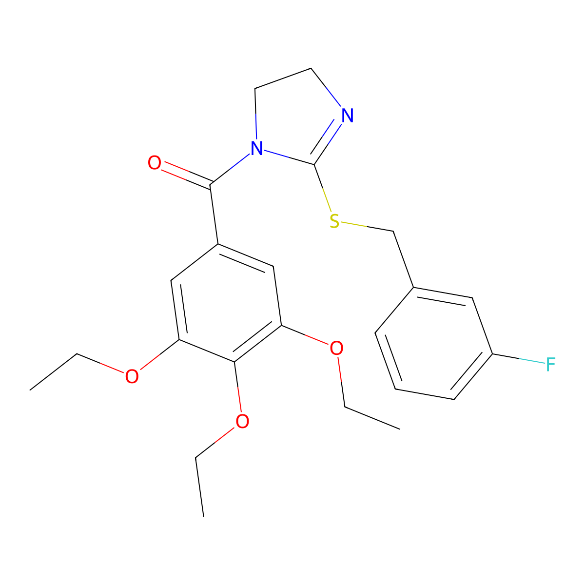 [2-[(3-Fluorophenyl)methylsulfanyl]-4,5-dihydroimidazol-1-yl]-(3,4,5-triethoxyphenyl)methanone molecular structure, CAS 851865-03-7