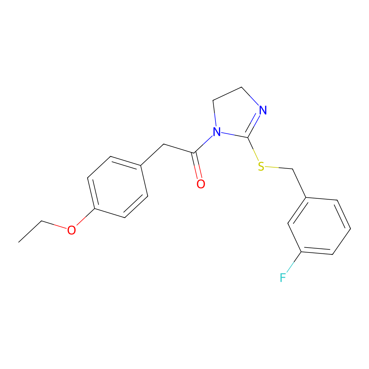 2-(4-ethoxyphenyl)-1-(2-((3-fluorobenzyl)thio)-4,5-dihydro-1H-imidazol-1-yl)ethanone molecular structure, CAS 851865-32-2
