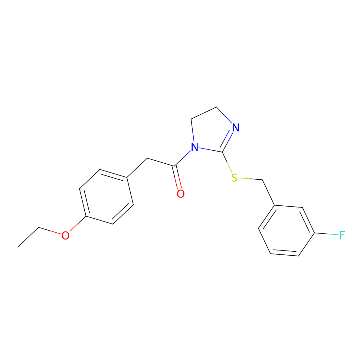 2-(4-ethoxyphenyl)-1-(2-((3-fluorobenzyl)thio)-4,5-dihydro-1H-imidazol-1-yl)ethanone molecular structure, CAS 851865-32-2