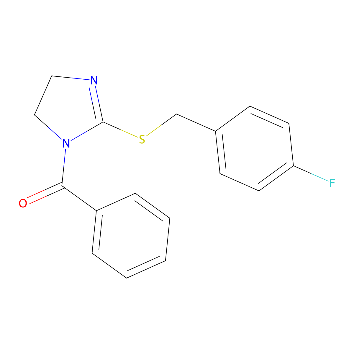 (2-((4-fluorobenzyl)thio)-4,5-dihydro-1H-imidazol-1-yl)(phenyl)methanone molecular structure, CAS 851865-53-7