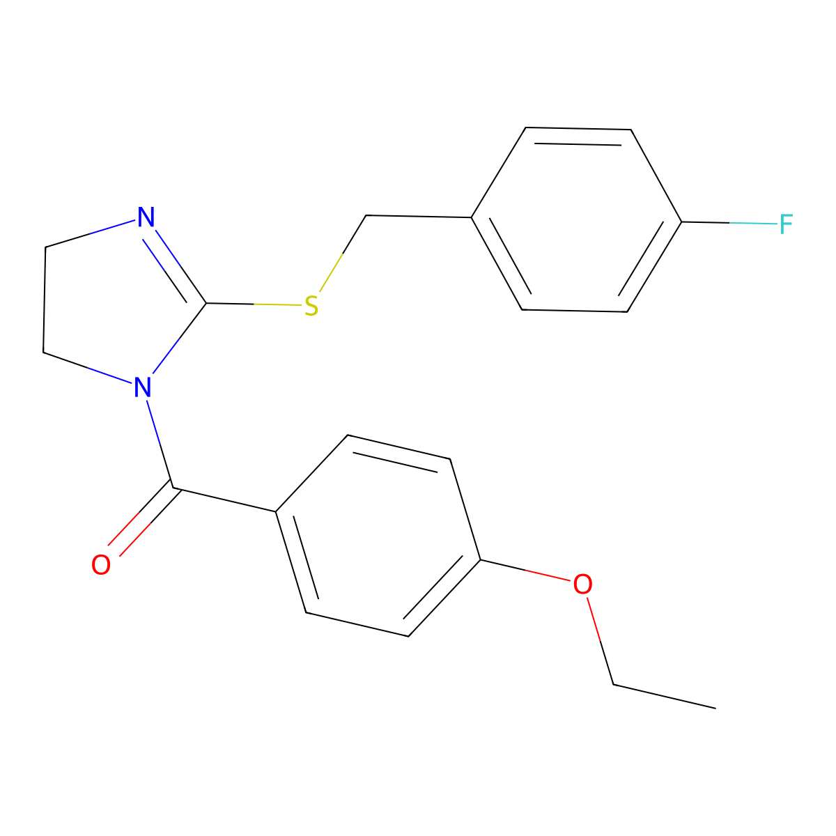 (4-Ethoxyphenyl)-[2-[(4-fluorophenyl)methylsulfanyl]-4,5-dihydroimidazol-1-yl]methanone molecular structure, CAS 851865-63-9