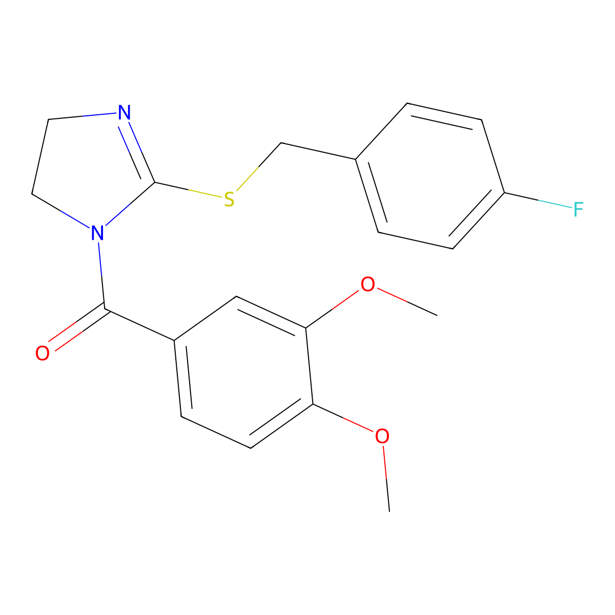 (3,4-Dimethoxyphenyl)-[2-[(4-fluorophenyl)methylsulfanyl]-4,5-dihydroimidazol-1-yl]methanone molecular structure, CAS 851865-66-2